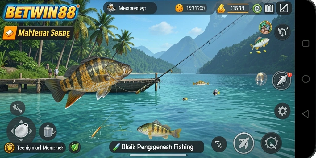 Tampilan gameplay seru dari BETWIN88 saat memancing ikan.