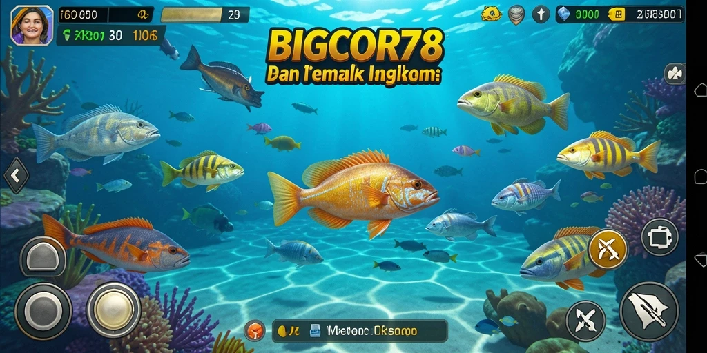 Tangkapan layar gameplay seru dari BIGCOR78 yang menunjukkan aksi menembak ikan.