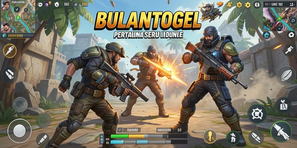 Screenshot gameplay BULANTOGEL menampilkan aksi seru di arena Battle Royale.