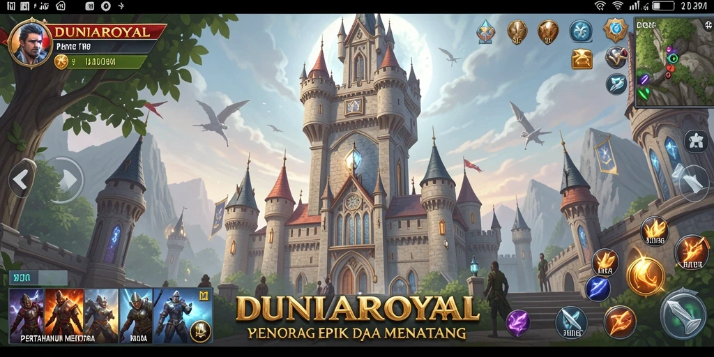 Tangkapan layar DUNIAROYAL menampilkan pertempuran menara yang dinamis dan mendebarkan.