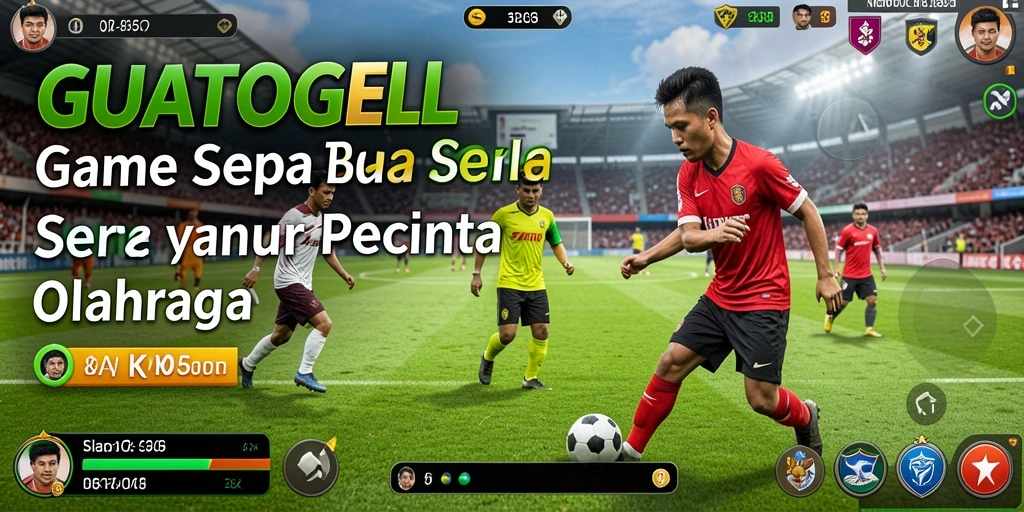 Tampilan gameplay seru di GUATOGEL dengan aksi sepak bola
