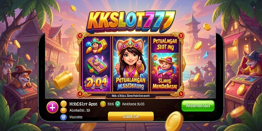 Tampak seru gameplay KKSLOT777 dengan slot dan petualangan.