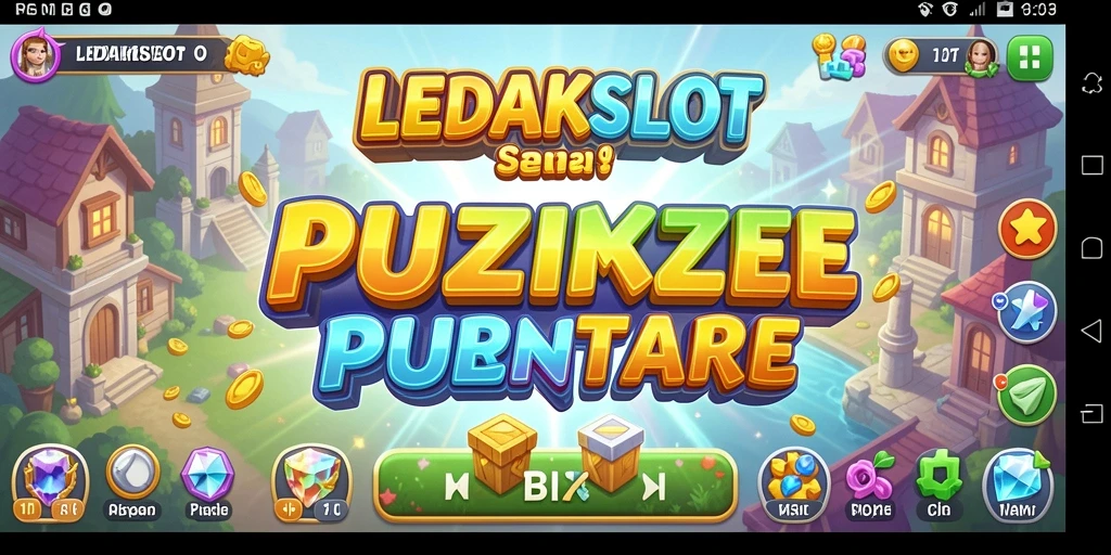 Tampilan gameplay <strong>LEDAKSLOT</strong> dengan puzzle yang menarik dan penuh warna.