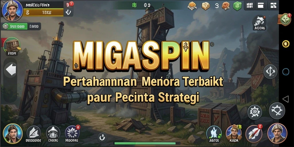 Tangkapan layar gameplay menegangkan dari MIGASPIN, menampilkan menara dan musuh.