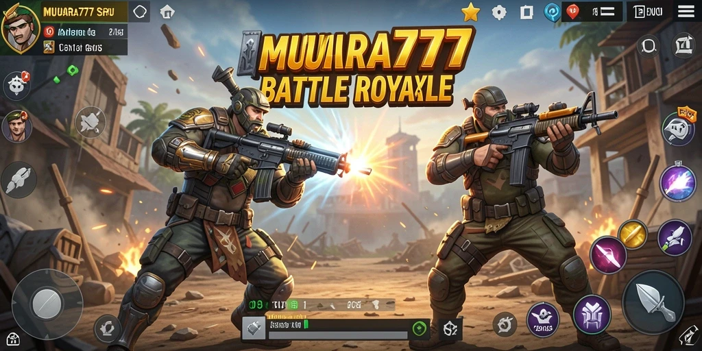 Tampilan epic dari gameplay MUARA777 dalam pertarungan Battle Royale.
