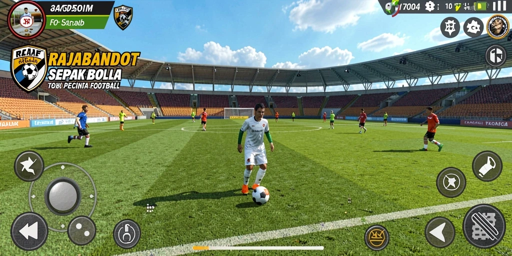 Tampilan action seru saat pertandingan sepak bola berlangsung.