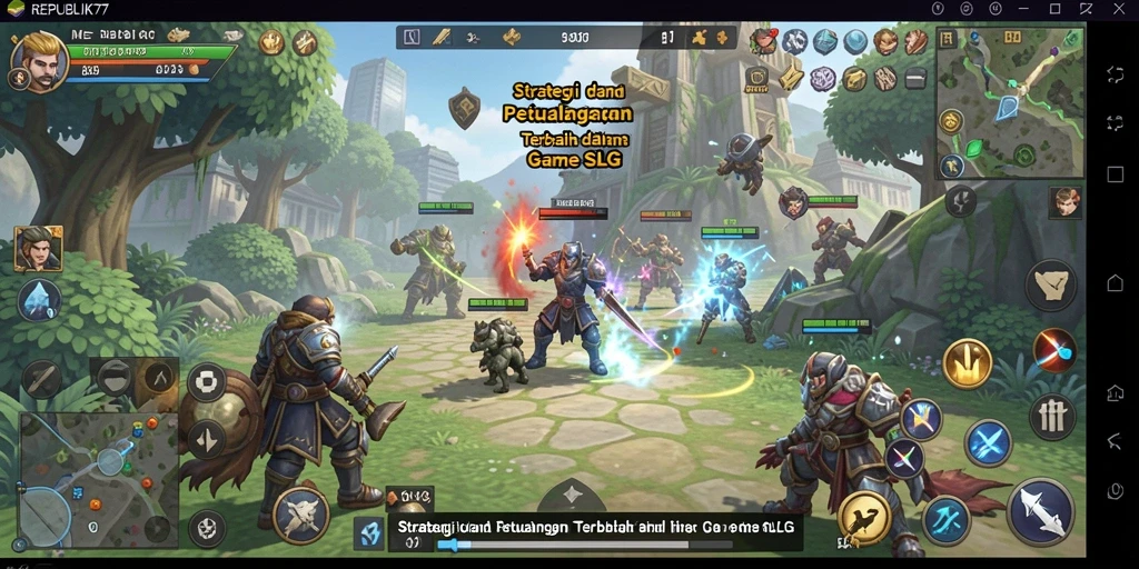 Gameplay SLG mendalam dengan strategi dan pembangunan kerajaan.