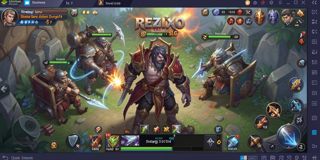Tangkapan layar utama menampilkan serunya gameplay strategi di REZIXO.