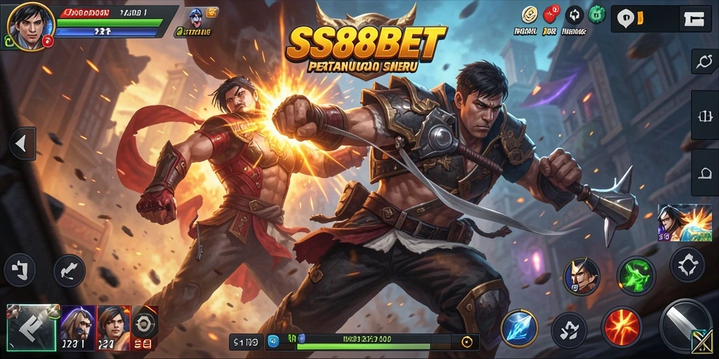 Tampilan gameplay SS88BET dengan aksi pertarungan yang menegangkan.