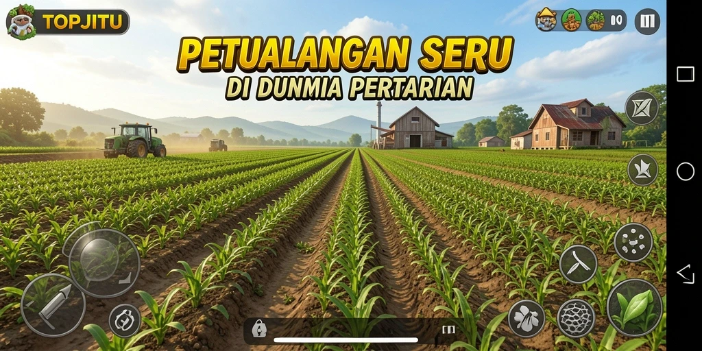 Screenshot menunjukkan aktivitas bertani yang menyenangkan di TOPJITU.