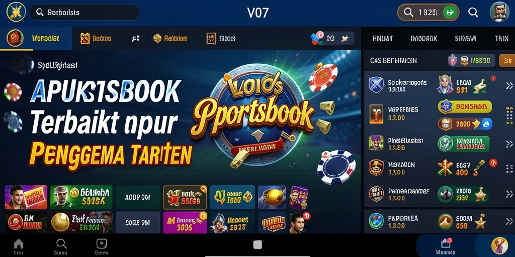 Screenshot V07 menampilkan taruhan olahraga dengan antarmuka yang menarik dan informatif.