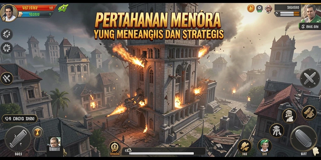 Gameplay V87 yang menegangkan dalam skenario pertahanan menara.