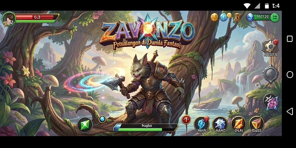 Tampilan gameplay ZAVONZO yang menakjubkan dan penuh aksi.